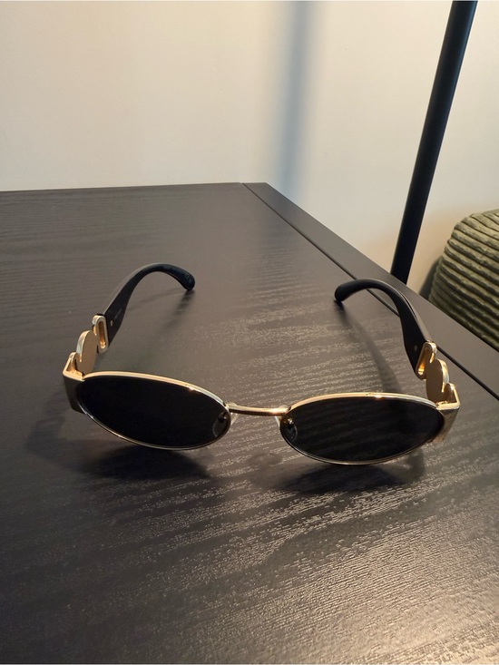 Versace Accessories - Versace Gold Frame Black Lens Oval Sunglasses